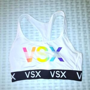 Victorias Secret Sports Bra VSX Rainbow Neon Logo The Player White Med Support M